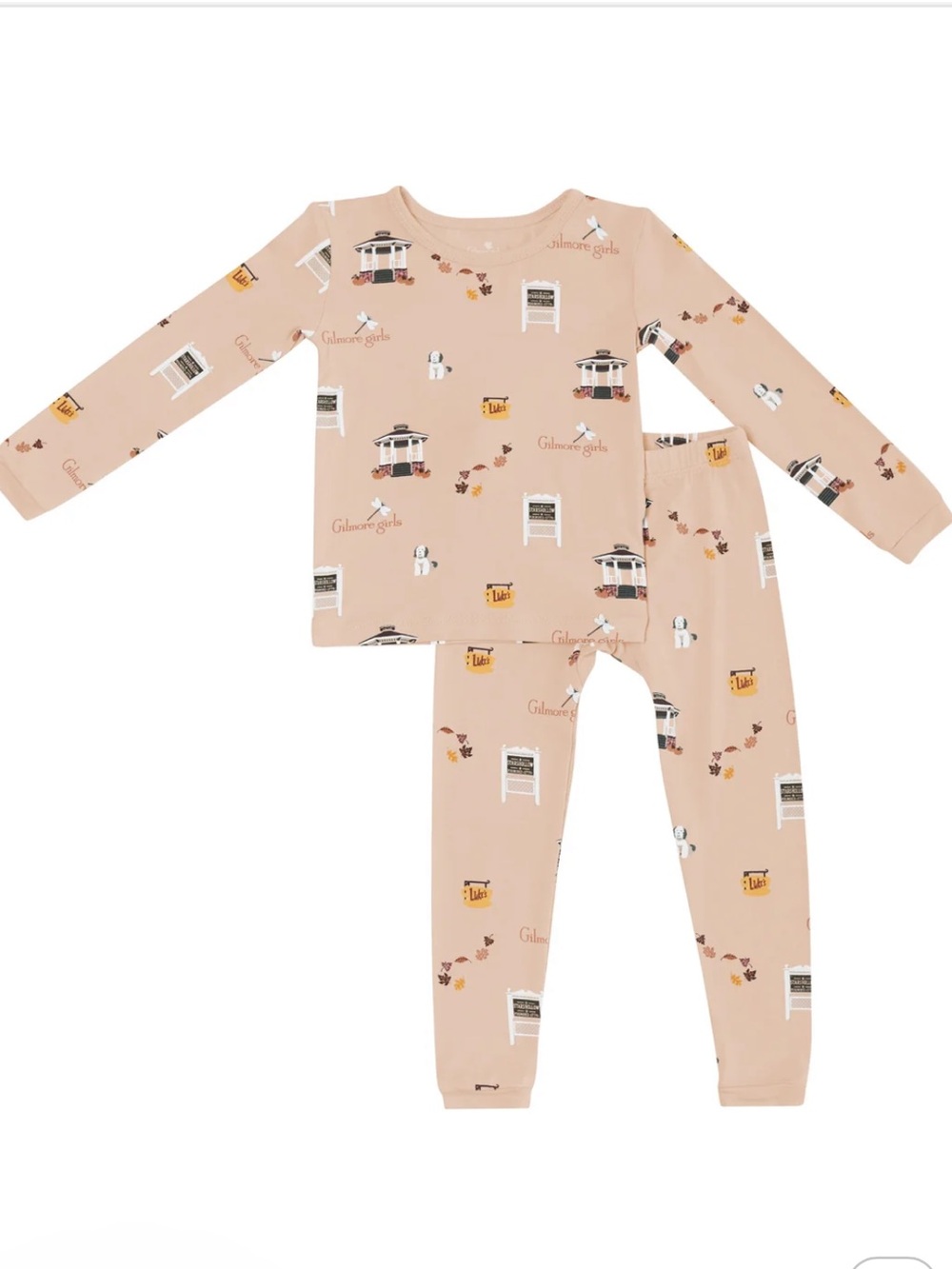 Kyte Baby x Gilmore Girls Pajama Set Long Sleeve Pants Tan 18-24 Months